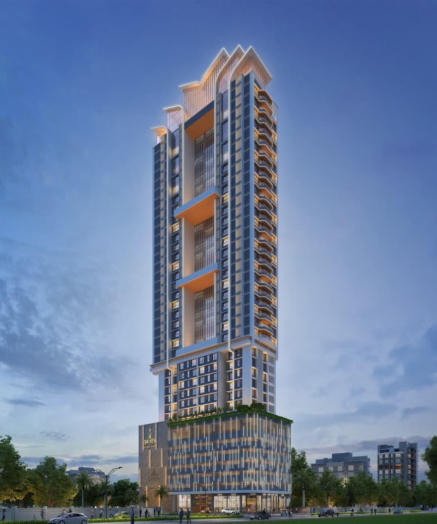Luxury tall mirrored tower with modern skyline view in Goregaon West